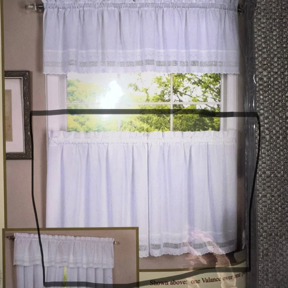 NIP Today's Curtain Danielle Eyelet Embroidery Curtain Tier 58x36L White CA1165K